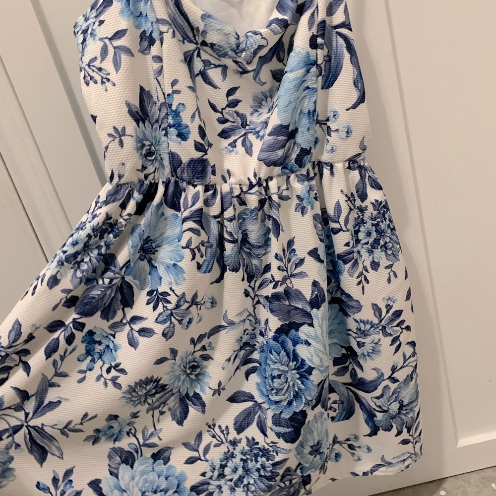PLUS SIZE Blue and white floral dress